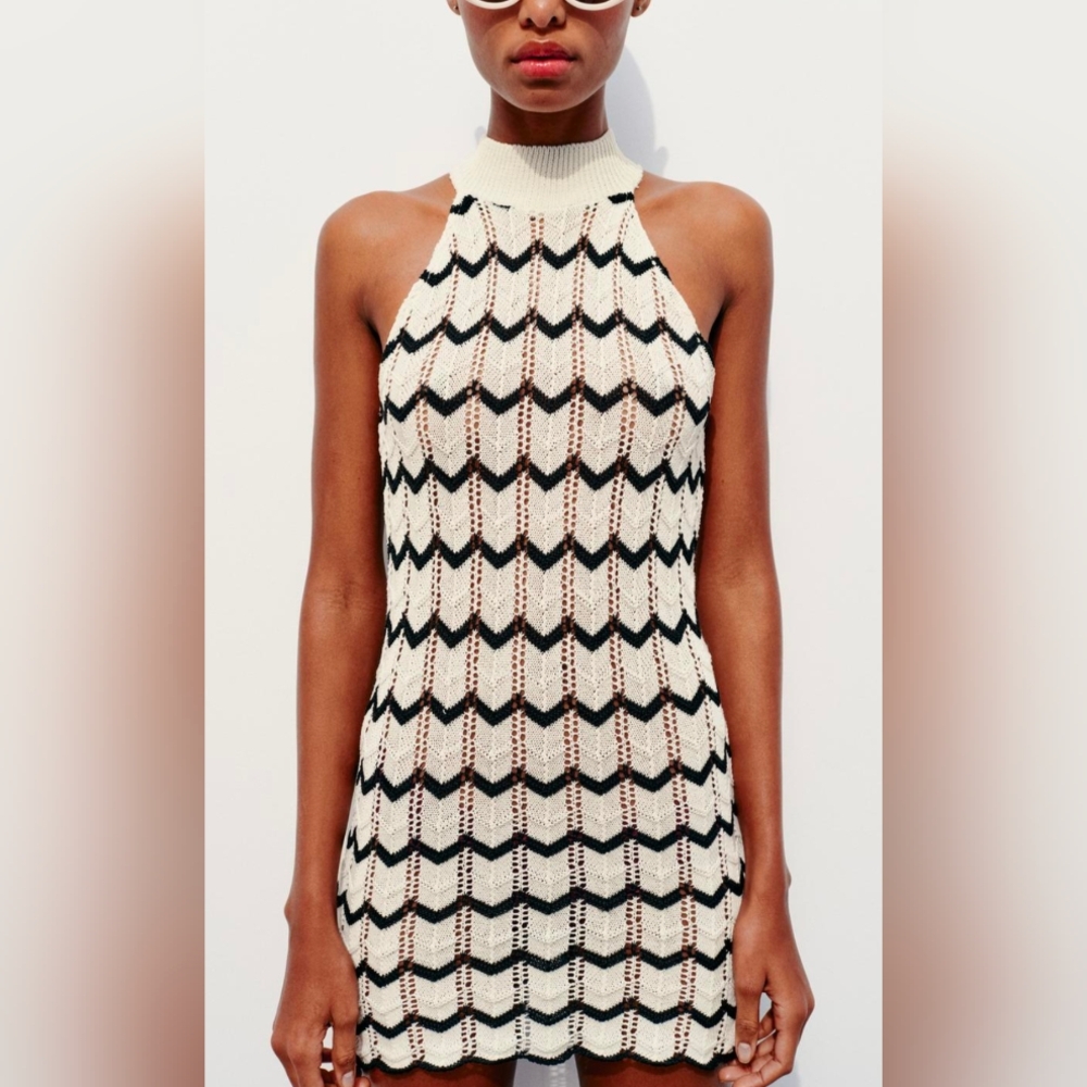Knit Chevron Stripe mini dress